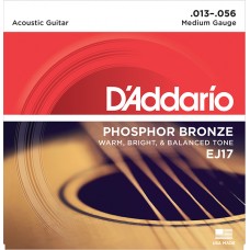 EJ17 PHOSPHOR BRONZE Струны для акустической гитары фосфорная бронза Medium 13-56 D`Addario