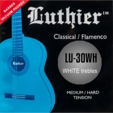 LU-30WH Комплект струн для классической гитары, средне-сильное натяжение, белый нейлон, Luthier