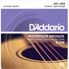 EJ26 PHOSPHOR BRONZE Струны для акустической гитары фосфорная бронза Custom Light 11-52 D`Addario