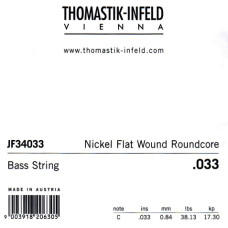 JF34033 Jazz Flat Wound Отдельная струна для бас-гитары, никель, плоская оплетка, 033, Thomastik