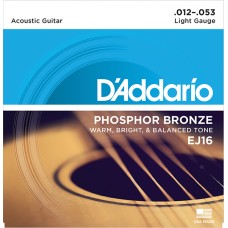 EJ16 PHOSPHOR BRONZE Струны для акустической гитары фосфорная бронза Light 12-53 D`Addario