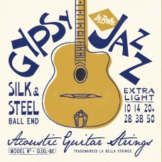 GJXL-BE Gypsy Jazz Silk&Steel Комплект струн для акустической гитары, 10-50, сталь/шелк, La Bella