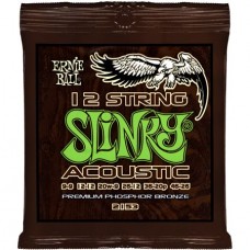 P02153 Slinky Комплект струн для 12-струнной акустической гитары, фосфор/бронза, 9-46, Ernie Ball