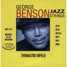 GB114 George Benson Jazz Комплект струн для акустической гитары, плоская оплетка, 14-55, Thomastik