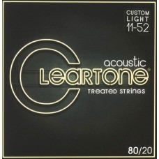 7611 80/20 Комплект струн для акустической гитары, бронза 80/20, с покрытием, 11-52, Cleartone
