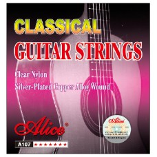 AC107-N Комплект струн для классической гитары, нейлон, посеребренные, Alice