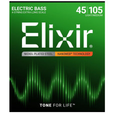 14087 NANOWEB Комплект струн для бас-гитары с мензурой более 34”, Medium, 45-105, Elixir