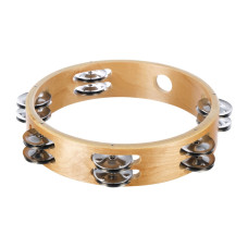 HLT-082 Тамбурин круглый без кожи 8" деревянный, 2 ряда бубенцов. DADI