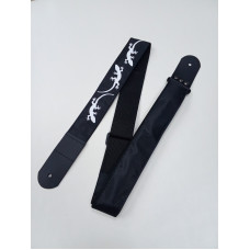 MZ-RG-5-1ApLizardBk Ремень для гитары, черный, аппликация Ящерица, MEZZO