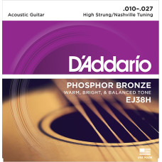 EJ38H Phosphor Bronze Дополнительные струны для 12стр гитары, High Strung/Nashvil, 10-27, D'Addario