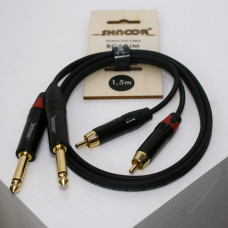 RCA2JM-6m Компонентный кабель 2хRCA - 2х6,3мм моно Jack, 6м, SHNOOR