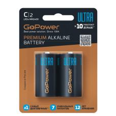 00-00026398 Ultra Элемент питания LR14 C Alkaline 1.5В, 2шт, GoPower 00-00026398 Ultra Элемент питания LR14 C Alkaline 1.5В, 2шт, GoPower