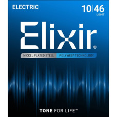 12050 POLYWEB Комплект струн для электрогитары, Light, никелированная сталь, 10-46, Elixir