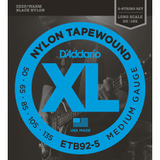 ETB92-5 Tapewound Комплект струн для 5-струнной бас-гитары, нейлон. опл, Medium, 50-135, D'Addario