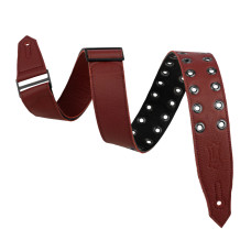 M80RBEY-BRG Rebel Leathers Series Ремень для гитары, кожаный, бордовый, Levy's