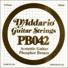 PB042 Phosphor Bronze Отдельная струна для акустической гитары, фосфорная бронза, .042, D'Addario PB042 Phosphor Bronze Отдельная струна для акустической гитары, фосфорная бронза, .042, D'Addario