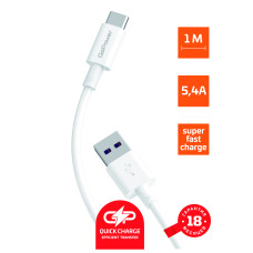 00-00022778 Кабель GP12T USB (m)-Type-C (m) 1.0м 5.4A, белый, GoPower 00-00022778 Кабель GP12T USB (m)-Type-C (m) 1.0м 5.4A, белый, GoPower