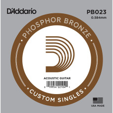 PB023 Phosphor Bronze Отдельная струна для акустической гитары, фосфорная бронза, .023, D'Addario 