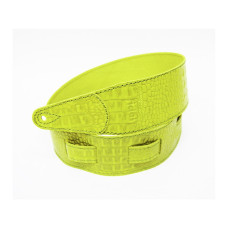 FL660317L11 Leather 11 Ремень для гитары, кожаный, лайм, тиснение рептилия, Fidel