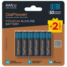 00-00035159 Ultra Элемент питания LR03 AAA BL10+2 щелочной 1.5V, GoPower 00-00035159 Ultra Элемент питания LR03 AAA BL10+2 щелочной 1.5V, GoPower