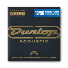 DAB1356 Комплект струн для акустической гитары, бронза 80/20, Medium, 13-56, Dunlop