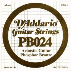 PB024 Phosphor Bronze Отдельная струна для акустической гитары, фосфорная бронза, .024, D'Addario PB024 Phosphor Bronze Отдельная струна для акустической гитары, фосфорная бронза, .024, D'Addario