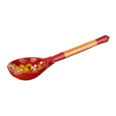 LHL6801 Ложка деревянная столовая, роспись "Краснушка", Хохлома