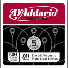 PL011-5 Plain Steel Отдельная стальная струна без обмотки 011, 5шт, D`Addario 