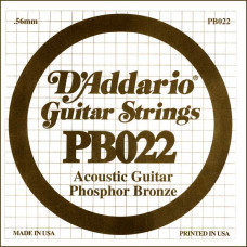 PB022 Phosphor Bronze Отдельная струна для акустической гитары, фосфорная бронза, .022, D'Addario