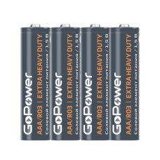 00-00015593 Элемент питания R03 AAA Shrink 4 Heavy Duty солевой 1.5V, 4шт, GoPower 00-00015593 Элемент питания R03 AAA Shrink 4 Heavy Duty солевой 1.5V, 4шт, GoPower