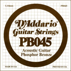 PB045 Phosphor Bronze Отдельная струна для акустической гитары, фосфорная бронза, .045, D'Addario PB045 Phosphor Bronze Отдельная струна для акустической гитары, фосфорная бронза, .045, D'Addario