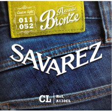 A130CL Комплект струн для акустической гитары, бронза 80/20, Custom Light, 11-52, Savarez