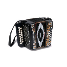 S20XL-C-BLACK Гармонь "Ромашка" 15х12-I, черная, палехская роспись, Шуйская гармонь S20XL-C-BLACK Гармонь "Ромашка" 15х12-I, черная, палехская роспись, Шуйская гармонь