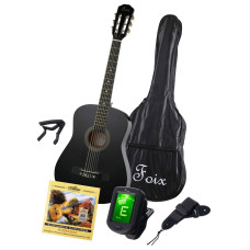 FCG-2038CAP-BK Классическая гитара+Аксессуары, цвет чёрный, Foix FCG-2038CAP-BK Классическая гитара+Аксессуары, цвет чёрный, Foix