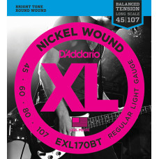 EXL170BT Nickel Wound Комплект струн для бас-гитары, Regular Light, .45-107, D'Addario 