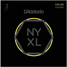 NYXL0946-3P Cтруны для электрогитары, никелированные, Regular Light, 09-46, 3 комплекта, D'Addario NYXL0946-3P Cтруны для электрогитары, никелированные, Regular Light, 09-46, 3 комплекта, D'Addario