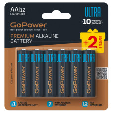 00-00035161 Ultra Элемент питания LR6 AA BL10+2 щелочной 1.5V, GoPower 00-00035161 Ultra Элемент питания LR6 AA BL10+2 щелочной 1.5V, GoPower