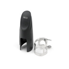 RTS1N Лигатура с колпачком на мундштук из эбонита для саксофона тенор, никелированная, Rico RTS1N Лигатура с колпачком на мундштук из эбонита для саксофона тенор, никелированная, Rico