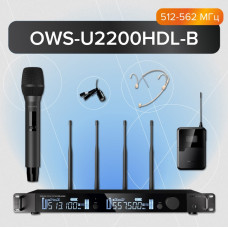 OWS-U2200HD01L01-B Двухканальная радиосистема, ручной, головной, петличный микрофон, Октава OWS-U2200HD01L01-B Двухканальная радиосистема, ручной, головной, петличный микрофон, Октава