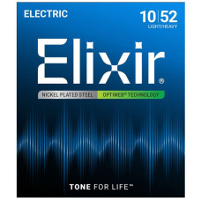 19077 Optiweb Комплект струн для электрогитары, никелированная сталь, Light/Heavy 10-52, Elixir