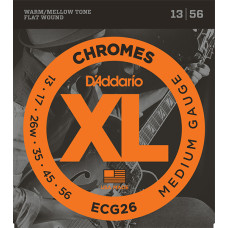 ECG26 Chromes Flat Wound Комплект струн для электрогитары, Medium, 13-56, D'Addario ECG26 Chromes Flat Wound Комплект струн для электрогитары, Medium, 13-56, D'Addario