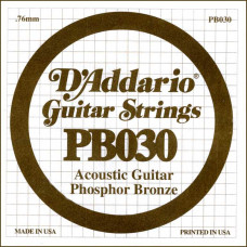 PB030 Phosphor Bronze Отдельная струна для акустической гитары, фосфорная бронза, .030, D'Addario PB030 Phosphor Bronze Отдельная струна для акустической гитары, фосфорная бронза, .030, D'Addario