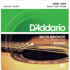 EZ890 AMERICAN BRONZE 85/15 Струны для акустической гитары Super Light 9-45 D`Addario