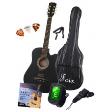 FFG-2038CAP-BK-MAT Акустическая гитара+Аксессуары, черная матовая, Foix