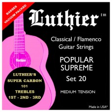 LU-20SC Комплект струн для классической гитары, среднее натяжение, карбон, Luthier