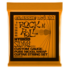 P02252 Pure Nickel Hybrid Slinky Комплект cтрун для электрогитары, никель, 9-46, Ernie Ball