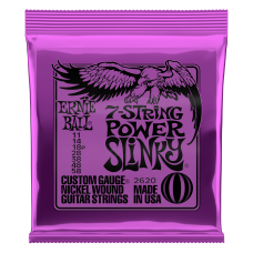 P02620 Power Slinky Комплект струн для 7-ми струнной электрогитары, никель, 11-58, Ernie Ball